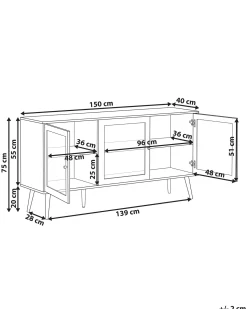 Credenza espositiva in vetro ALBANY 150 cm Marrone chiaro