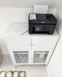 Credenza espositiva in vetro ESHOLT Metallo 80 cm Bianco