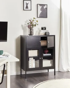 Credenza espositiva in vetro ESHOLT Metallo 80 cm Nero