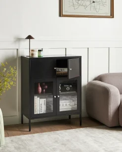 Credenza espositiva in vetro ESHOLT Metallo 80 cm Nero
