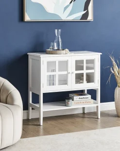 Credenza espositiva in vetro con ripiano INLET 80 cm Bianco