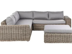 Divano angolare da giardino con pouf 6 posti PALERMO Modulare Rattan sintetico (PE) Marrone chiaro