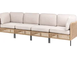 Divano da giardino con tavolo 4 posti OMEGANA Modulare Rattan sintetico (PE) Beige chiaro