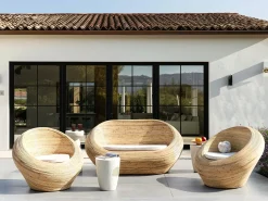 Divano da giardino 2 posti MAIORI Rattan Naturale