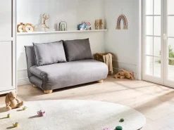 Divano letto 2 posti ABISKO Lino sintetico Grigio scuro
