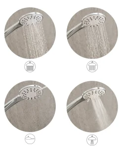 Kit doccia con soffione e flessibile CHURUN 4 Funzioni Argento