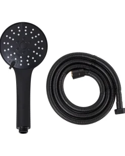 Kit doccia con soffione e flessibile CHURUN 4 Funzioni Nero