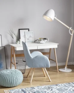 Lampada da pavimento HETTON Regolabile Legno di quercia Bianco