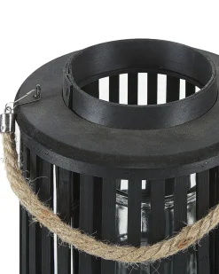 Lanterna LUZON Legno di salice 40 cm Nero