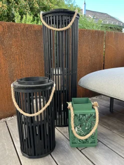 Lanterna LUZON Legno di salice 40 cm Nero