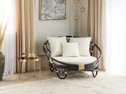Lettino da giardino ROSSANO Rattan Nero