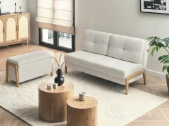 Panca contenitore imbottita EDLAND Bouclé Bianco