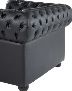 Poltrona CHESTERFIELD Pelle naturale Nero