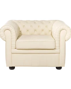 Poltrona CHESTERFIELD Pelle naturale Beige chiaro