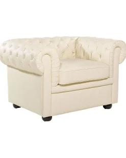 Poltrona CHESTERFIELD Pelle naturale Beige chiaro