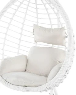 Poltrona sospesa con supporto da pavimento FANO Rattan sintetico (PE) Bianco