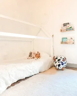 Pouf animaletto contenitore COW Tessuto Bianco Mucca