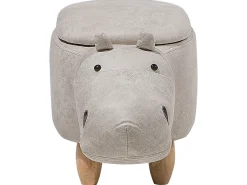 Pouf animaletto contenitore HIPPO Pelle sintetica Grigio chiaro Ippopotamo