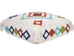 Pouf Ricamato SEERANI Cotone Bianco