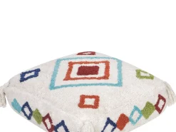 Pouf Ricamato SEERANI Cotone Bianco