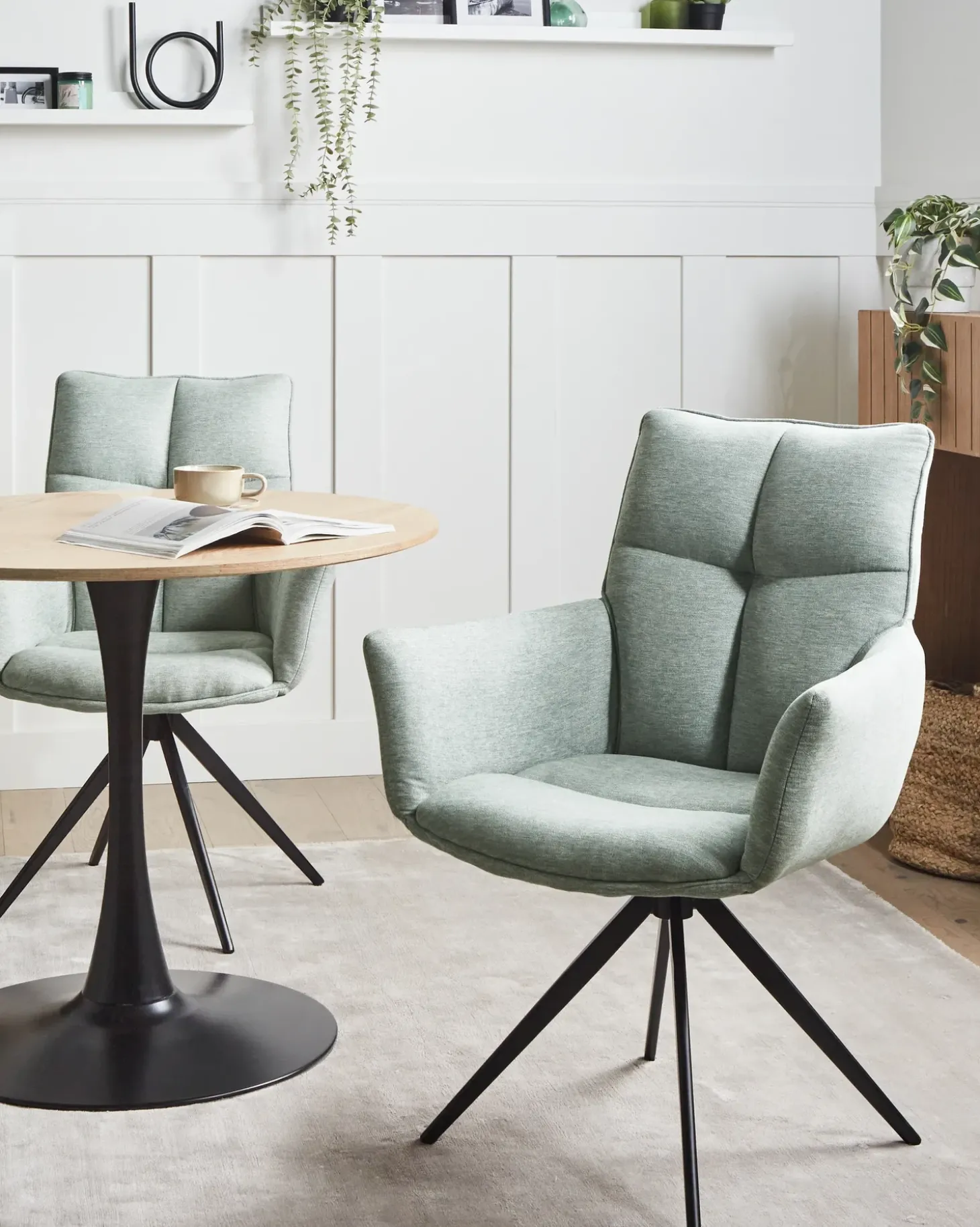 Sedia da pranzo CORBIE Tessuto Verde menta