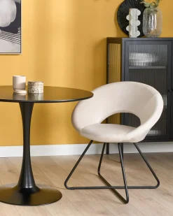 Sedia da pranzo RACHEL Velluto Bianco sporco