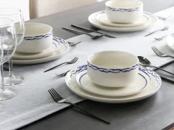 Set di 12 stoviglie AMCHUR Porcellana Bianco/Blu
