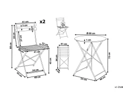 Set bistrot Pieghevole FIORI Metallo Turchese
