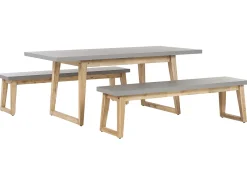 Set da pranzo da giardino con panche 6 posti ORIA Cemento Grigio