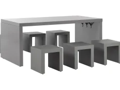 Set da pranzo da giardino con sgabelli 6 posti TARANTO Cemento Grigio