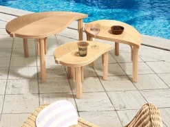 Set di 3 tavolini da caffè PARALIA Rattan Naturale