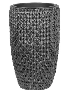 Set di 2 vasi per piante CEDRUS Rattan sintetico (PE) 37/45 cm Nero