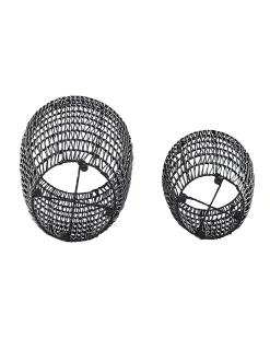 Set di 2 vasi per piante CHELONE Rattan sintetico (PE) 26/34 cm Nero