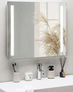 Specchio da bagno con luce LED LIRAC 70 cm 60 cm Argento