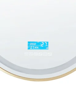 Specchio da bagno con luce LED DAROIS 60 cm 60 cm con altoparlante Bluetooth integrato Oro