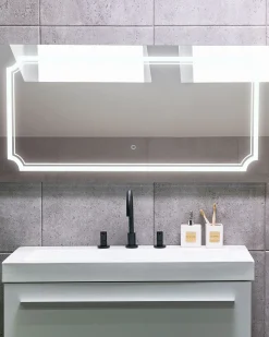 Specchio da bagno con luce LED ARROMACHNES 120 cm 60 cm Argento