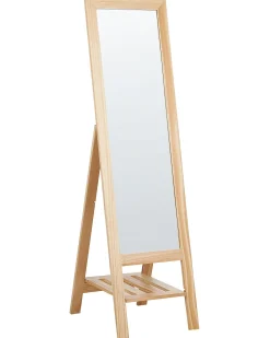 Specchio da parete con ripiano LUISANT 145 cm Legno di pino Marrone chiaro