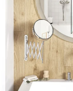 Specchio da trucco allungabile per parete YVELINES 57 cm 36 cm Metallo Argento