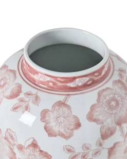 Vaso con coperchio MOGUER Porcellana 36 cm Rosso/Bianco