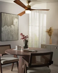Ventilatore a soffitto con luce ARUWIMI con telecomando LED Ottone